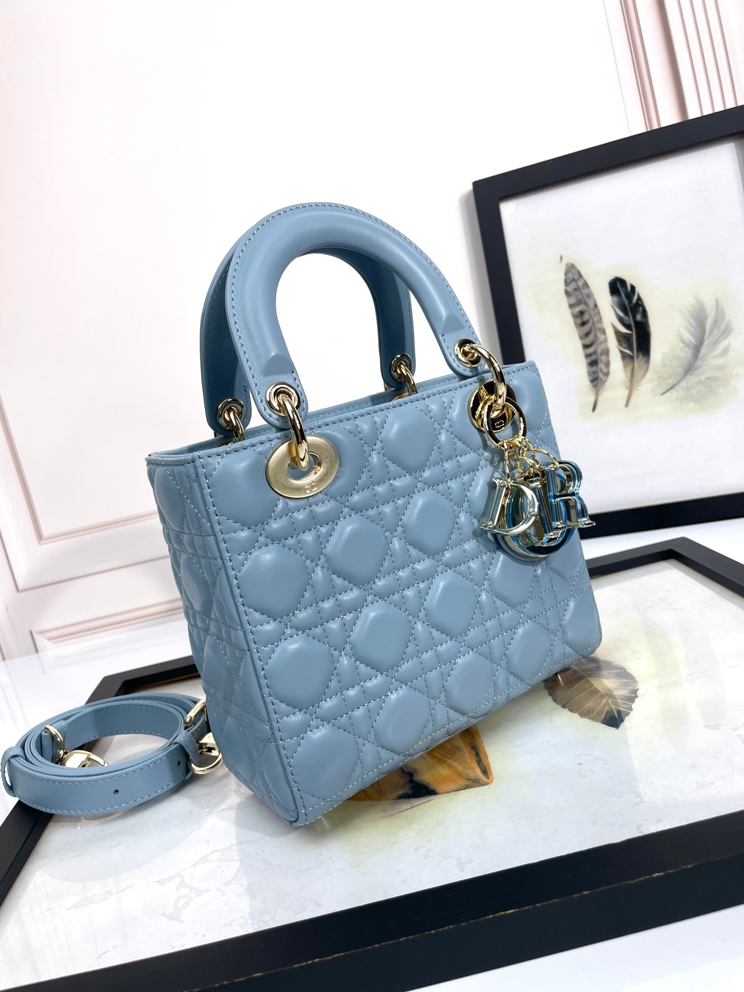 Small Lady Dior My ABCDior Bag Sky Blue Cannage Lambskin